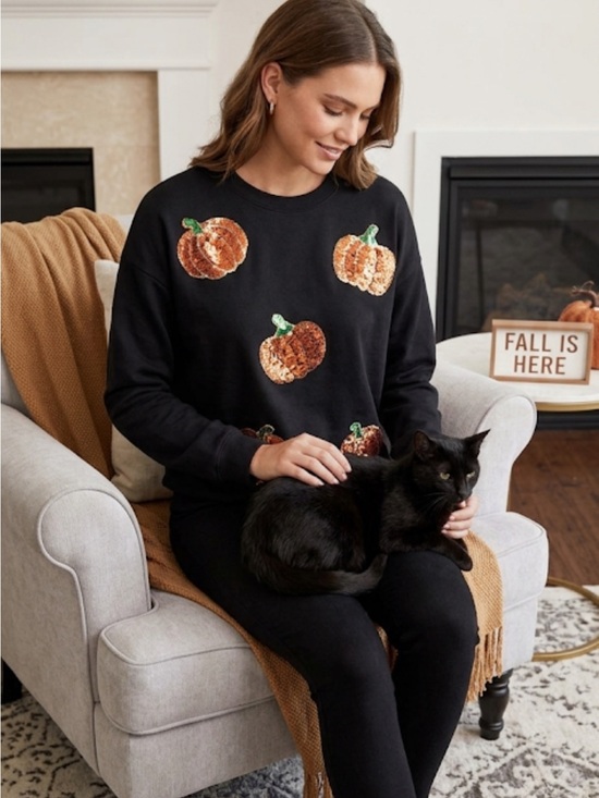 Philosophy Tops - Philosophy nwt Black Sweatshirt with Sequin Pumpkins philosophy fall cutie 22 pt